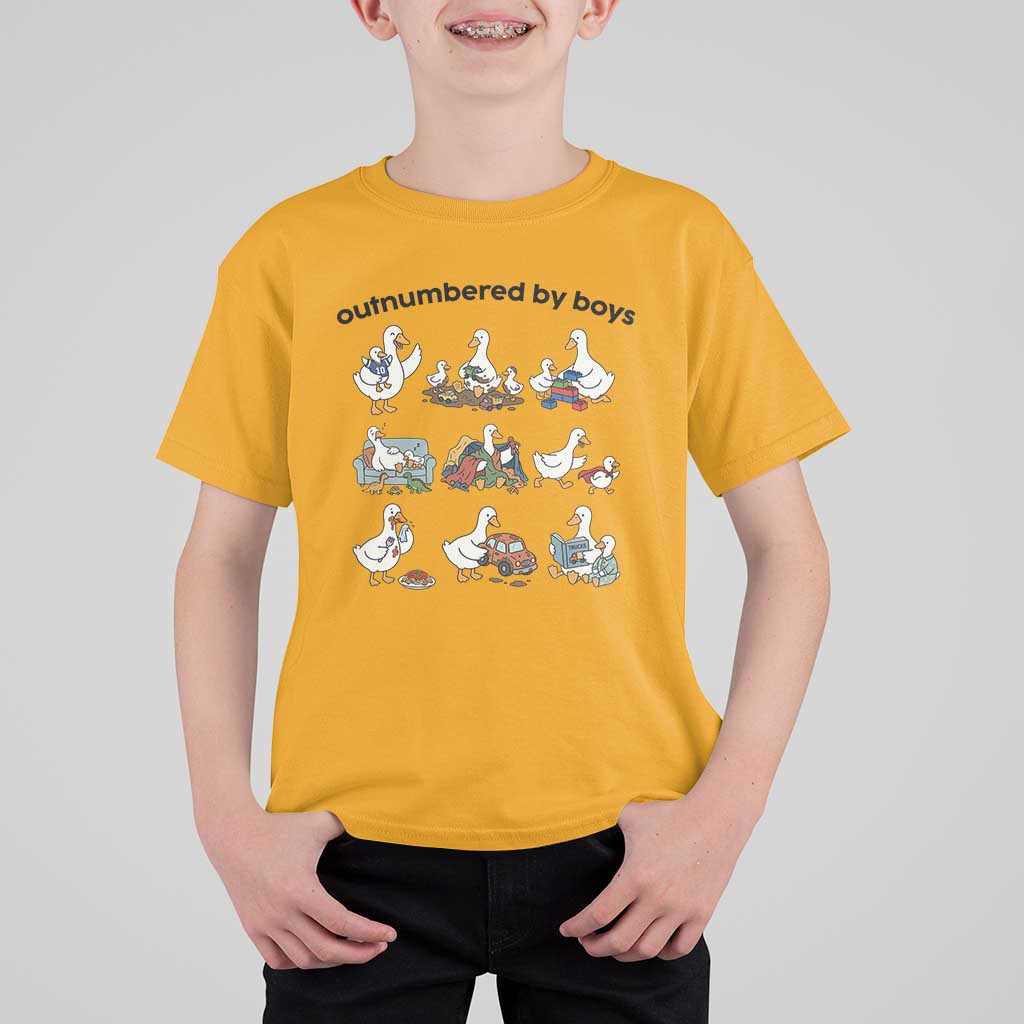 Outnumbered By Boys Funny Goose Mom Life T Shirt For Kid Chaos Coordinator Motherhood Mothers Day Gag Gift