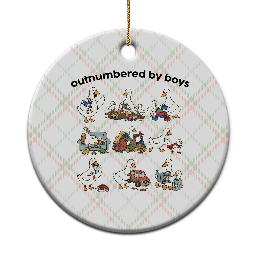 Outnumbered By Boys Funny Goose Mom Life Ceramic Ornament Chaos Coordinator Motherhood Mothers Day Gag Gift