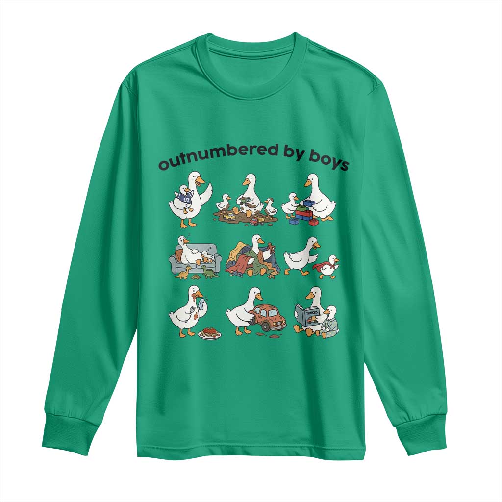 Outnumbered By Boys Funny Goose Mom Life Long Sleeve Shirt Chaos Coordinator Motherhood Mothers Day Gag Gift