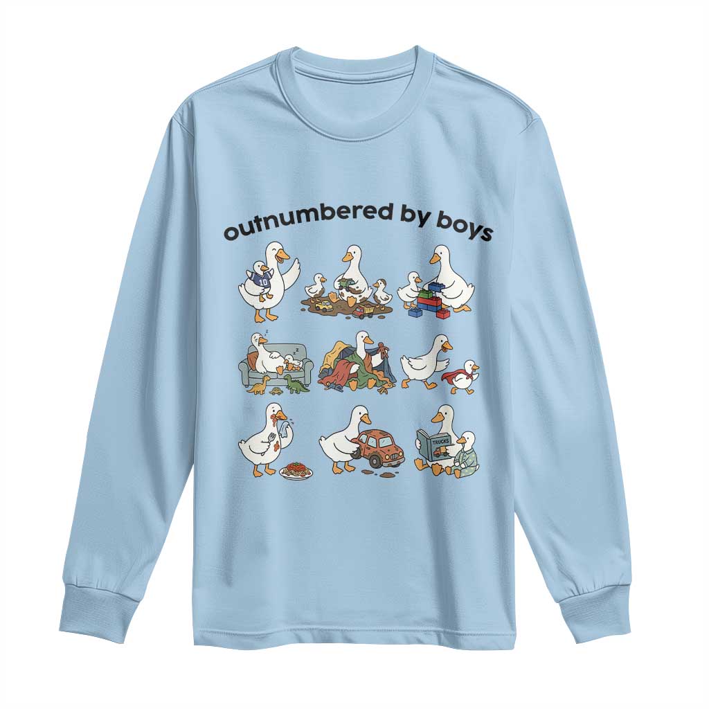 Outnumbered By Boys Funny Goose Mom Life Long Sleeve Shirt Chaos Coordinator Motherhood Mothers Day Gag Gift