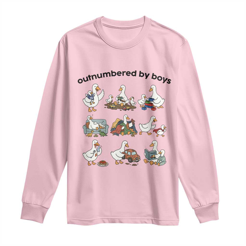 Outnumbered By Boys Funny Goose Mom Life Long Sleeve Shirt Chaos Coordinator Motherhood Mothers Day Gag Gift