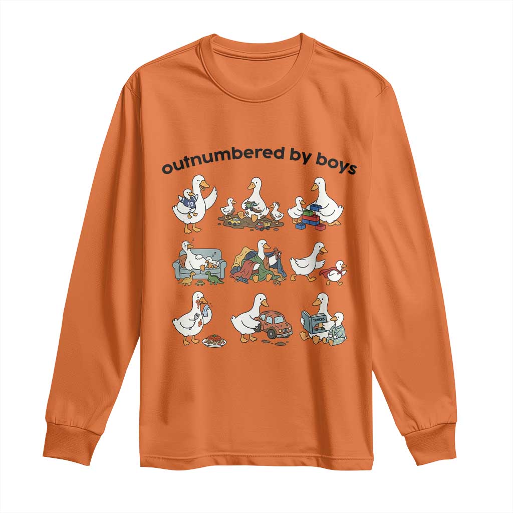 Outnumbered By Boys Funny Goose Mom Life Long Sleeve Shirt Chaos Coordinator Motherhood Mothers Day Gag Gift