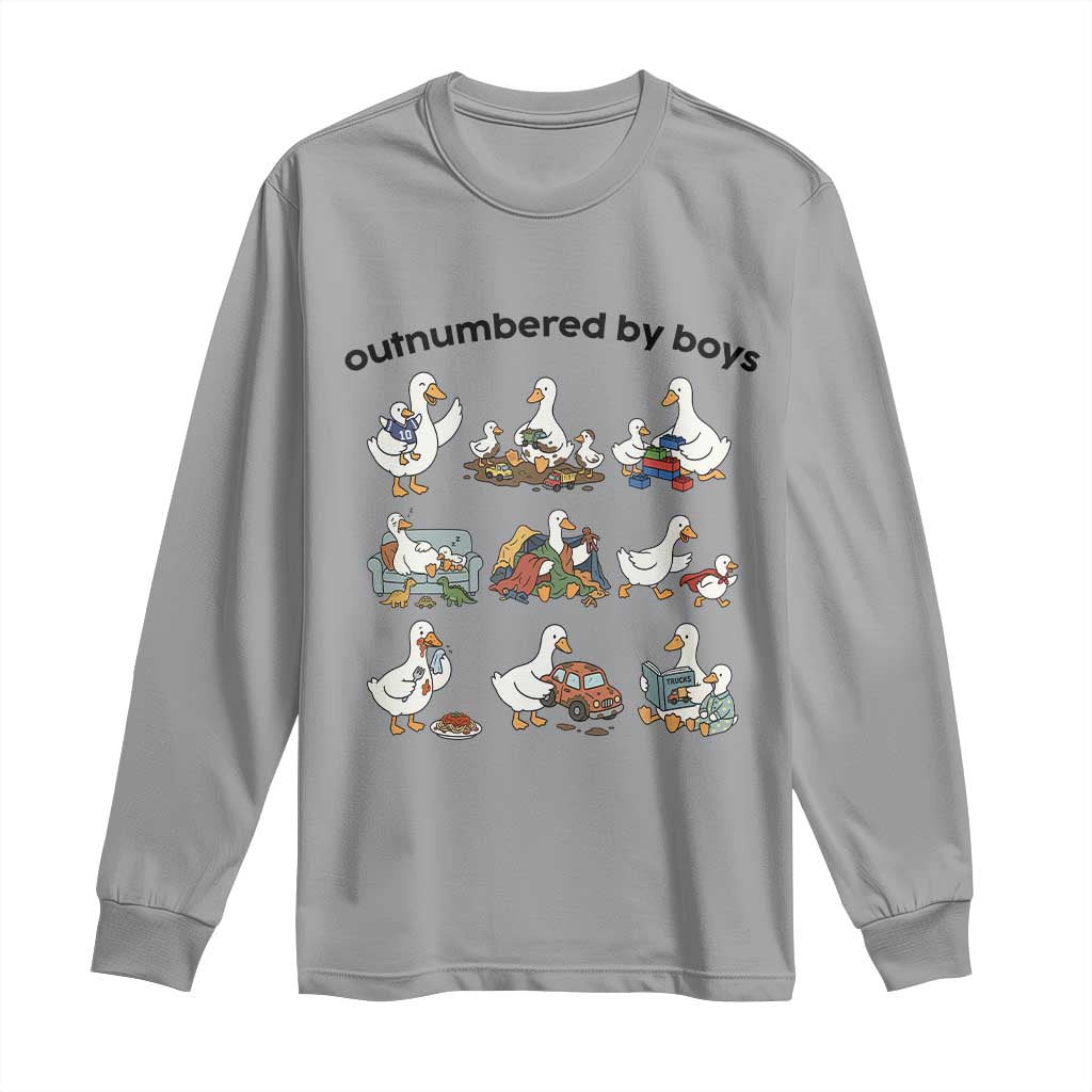 Outnumbered By Boys Funny Goose Mom Life Long Sleeve Shirt Chaos Coordinator Motherhood Mothers Day Gag Gift