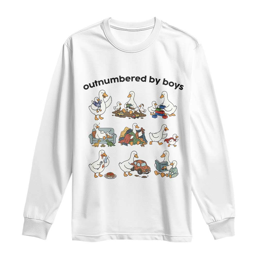 Outnumbered By Boys Funny Goose Mom Life Long Sleeve Shirt Chaos Coordinator Motherhood Mothers Day Gag Gift