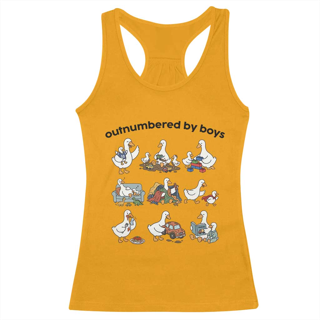 Outnumbered By Boys Funny Goose Mom Life Racerback Tank Top Chaos Coordinator Motherhood Mothers Day Gag Gift