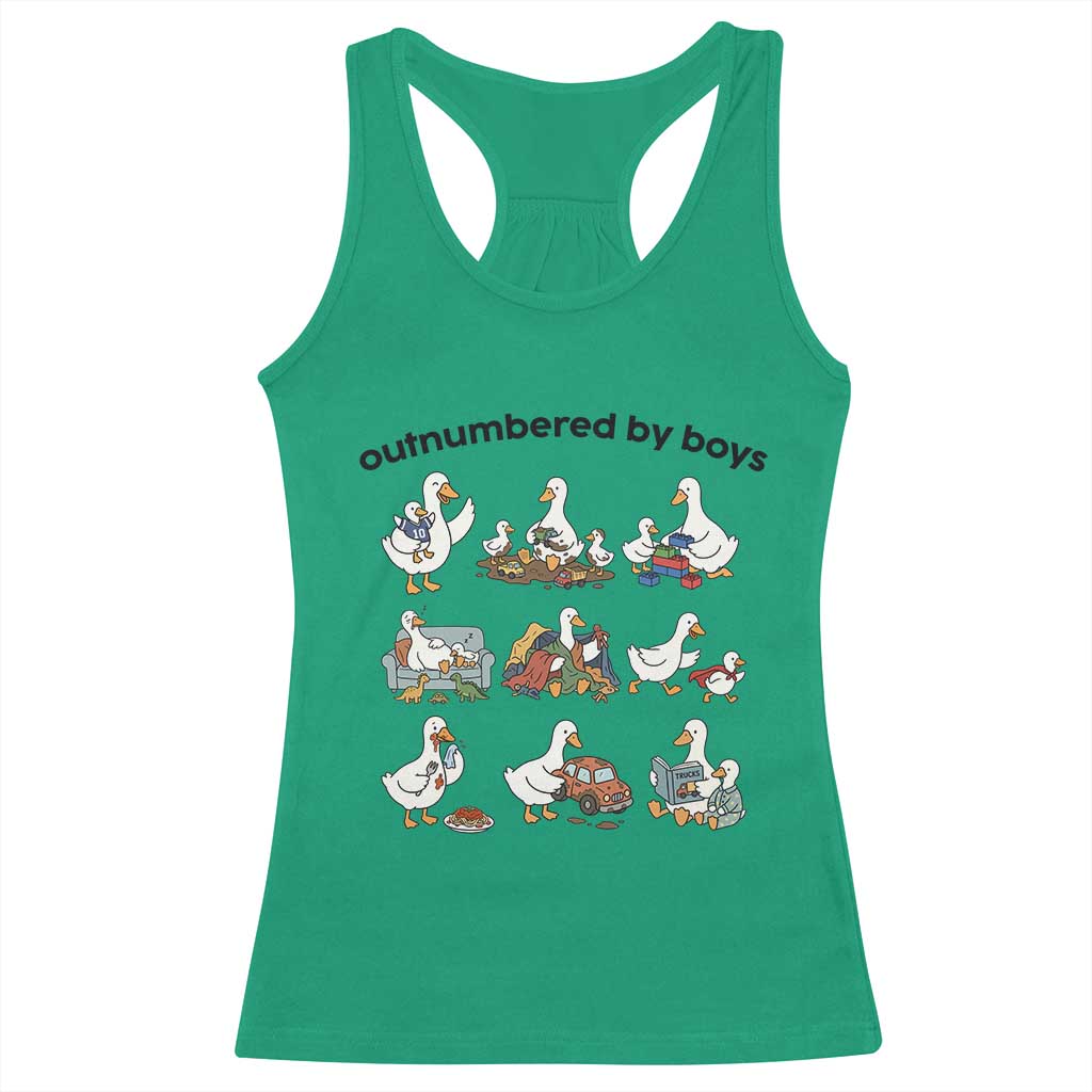 Outnumbered By Boys Funny Goose Mom Life Racerback Tank Top Chaos Coordinator Motherhood Mothers Day Gag Gift