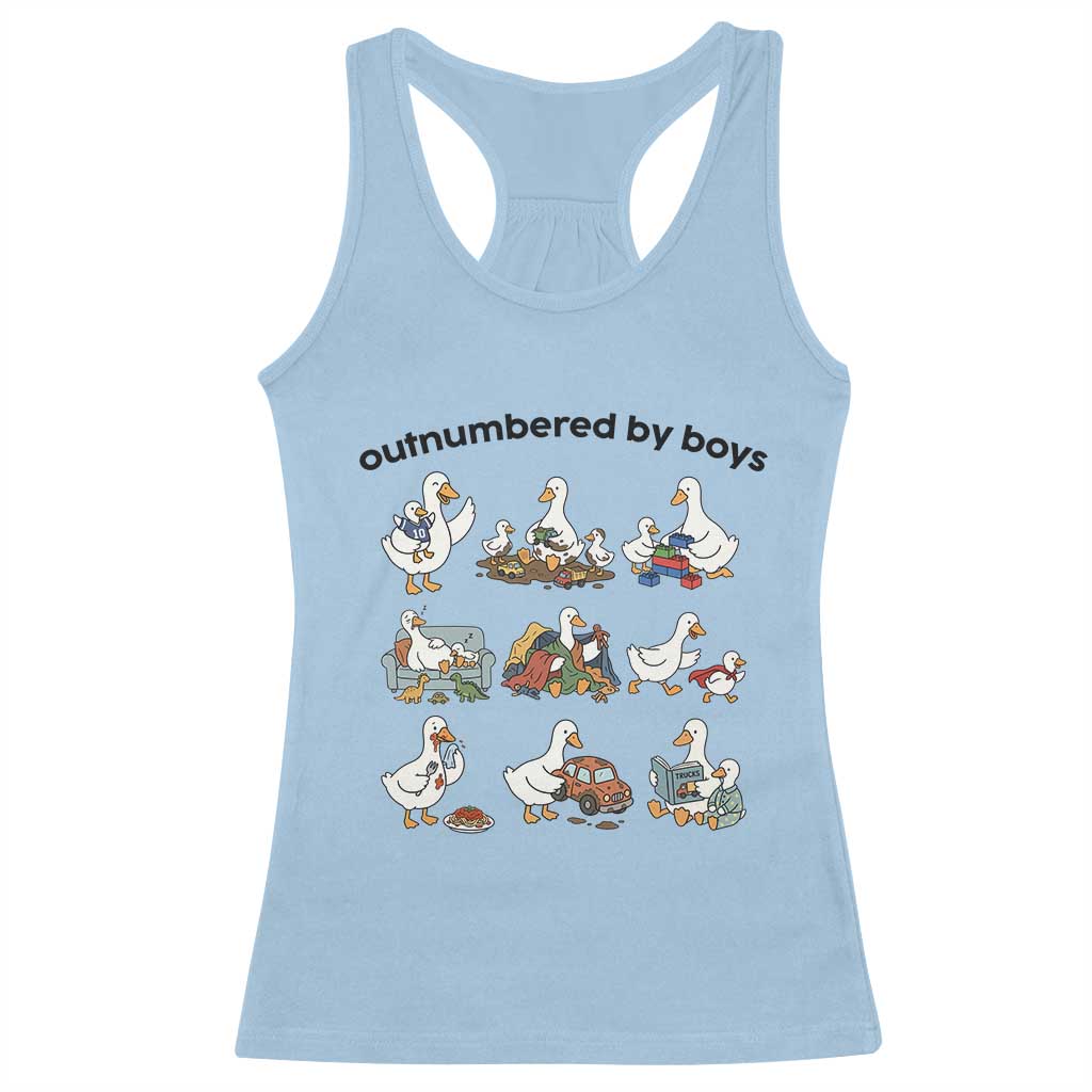 Outnumbered By Boys Funny Goose Mom Life Racerback Tank Top Chaos Coordinator Motherhood Mothers Day Gag Gift