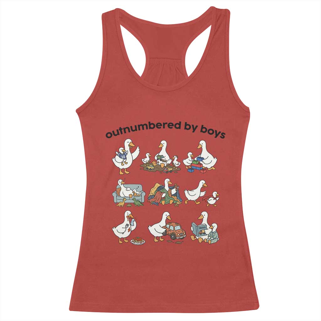 Outnumbered By Boys Funny Goose Mom Life Racerback Tank Top Chaos Coordinator Motherhood Mothers Day Gag Gift
