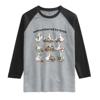 Outnumbered By Boys Funny Goose Mom Life Raglan Shirt Chaos Coordinator Motherhood Mothers Day Gag Gift