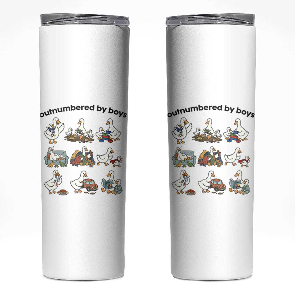 Outnumbered By Boys Funny Goose Mom Life Skinny Tumbler Chaos Coordinator Motherhood Mothers Day Gag Gift