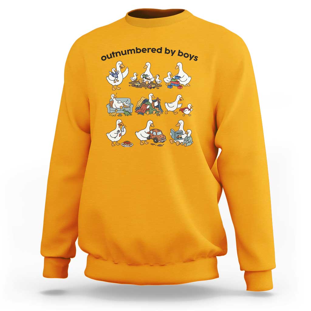 Outnumbered By Boys Funny Goose Mom Life Sweatshirt Chaos Coordinator Motherhood Mothers Day Gag Gift