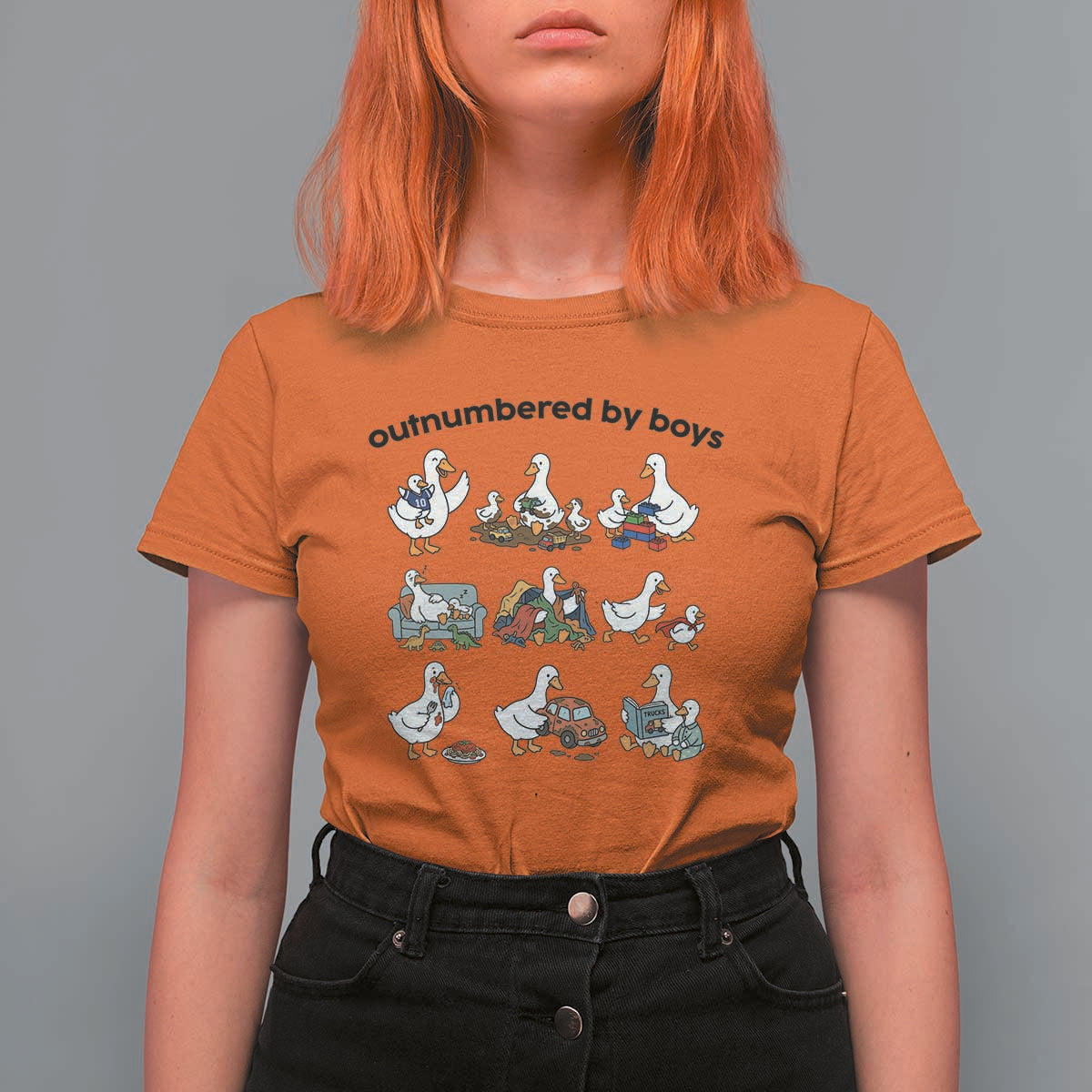 Outnumbered By Boys Funny Goose Mom Life T Shirt For Women Chaos Coordinator Motherhood Mothers Day Gag Gift