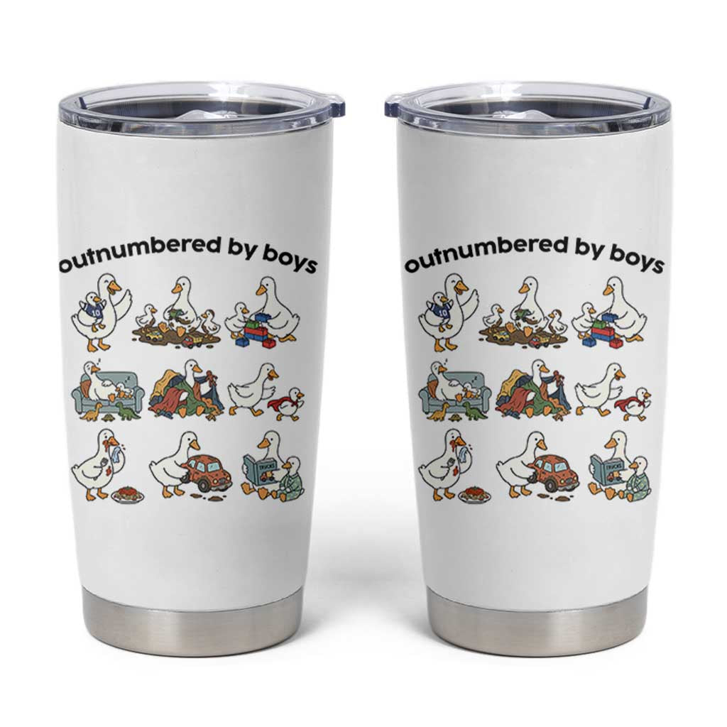 Outnumbered By Boys Funny Goose Mom Life Tumbler Cup Chaos Coordinator Motherhood Mothers Day Gag Gift