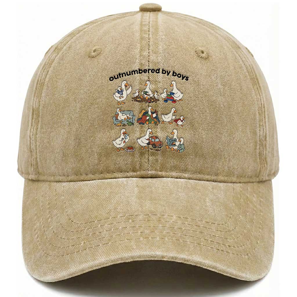 Outnumbered By Boys Funny Goose Mom Life Washed Cotton Baseball Cap Chaos Coordinator Motherhood Mothers Day Gag Gift