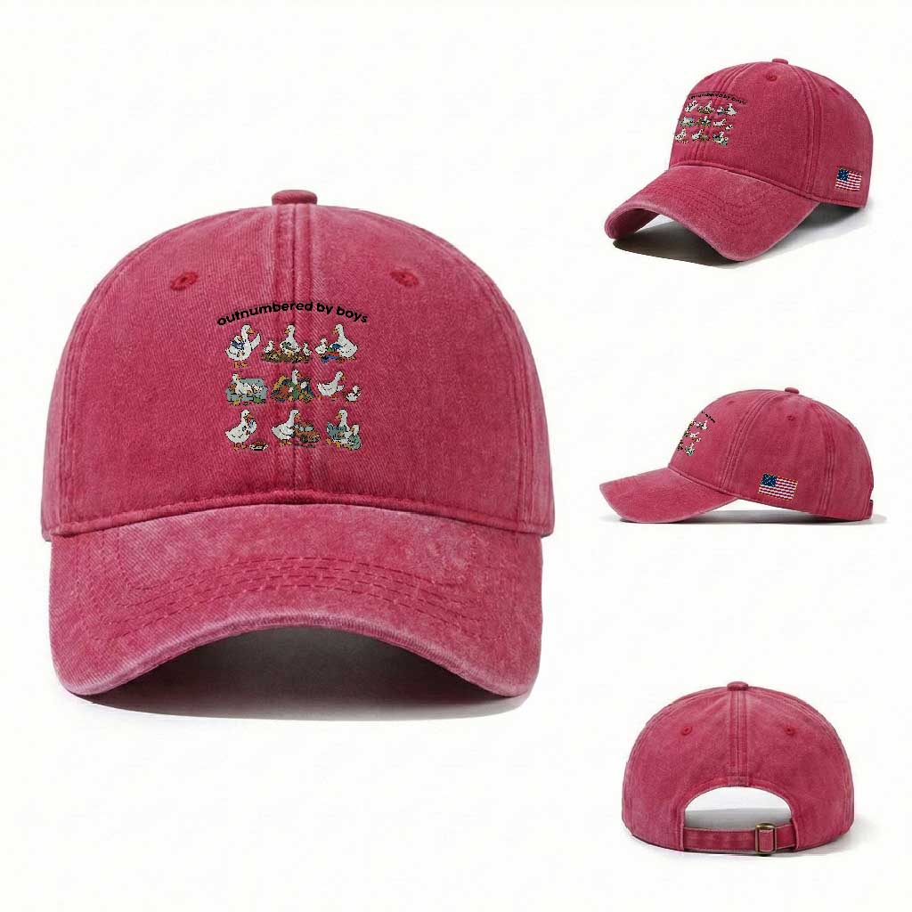 Outnumbered By Boys Funny Goose Mom Life Washed Cotton Baseball Cap Chaos Coordinator Motherhood Mothers Day Gag Gift