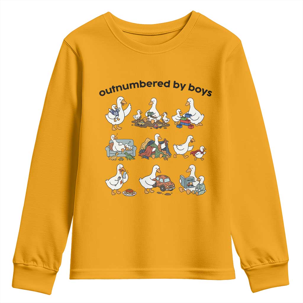Outnumbered By Boys Funny Goose Mom Life Youth Sweatshirt Chaos Coordinator Motherhood Mothers Day Gag Gift