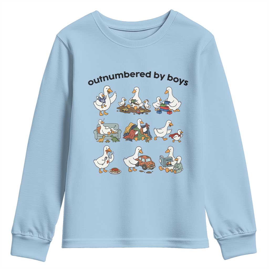 Outnumbered By Boys Funny Goose Mom Life Youth Sweatshirt Chaos Coordinator Motherhood Mothers Day Gag Gift