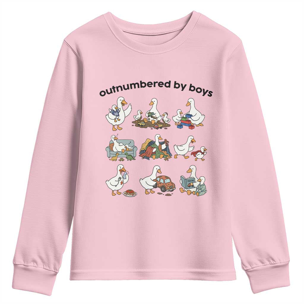 Outnumbered By Boys Funny Goose Mom Life Youth Sweatshirt Chaos Coordinator Motherhood Mothers Day Gag Gift