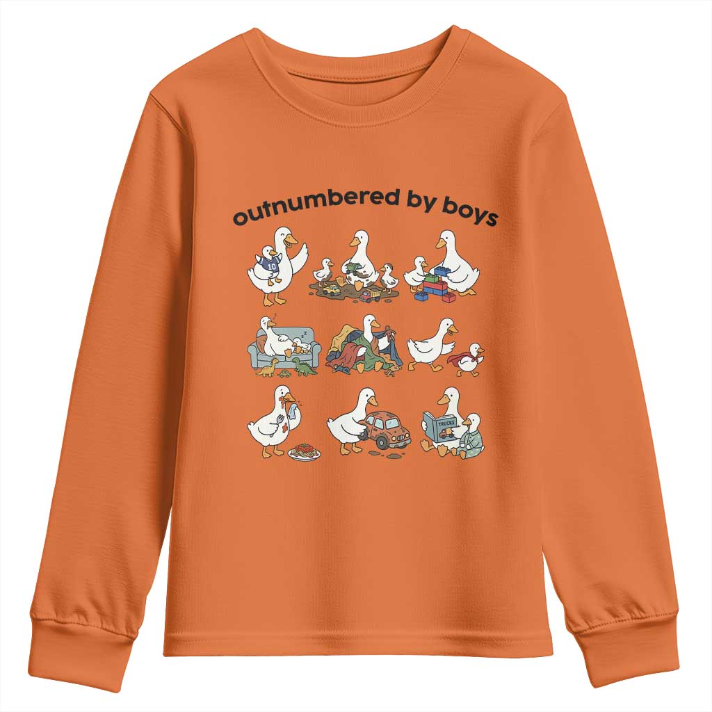 Outnumbered By Boys Funny Goose Mom Life Youth Sweatshirt Chaos Coordinator Motherhood Mothers Day Gag Gift