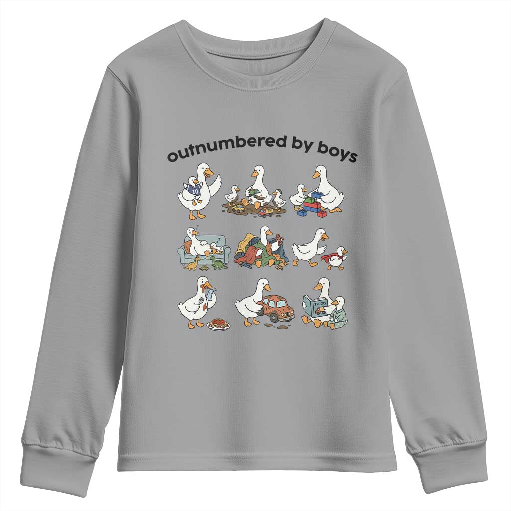 Outnumbered By Boys Funny Goose Mom Life Youth Sweatshirt Chaos Coordinator Motherhood Mothers Day Gag Gift
