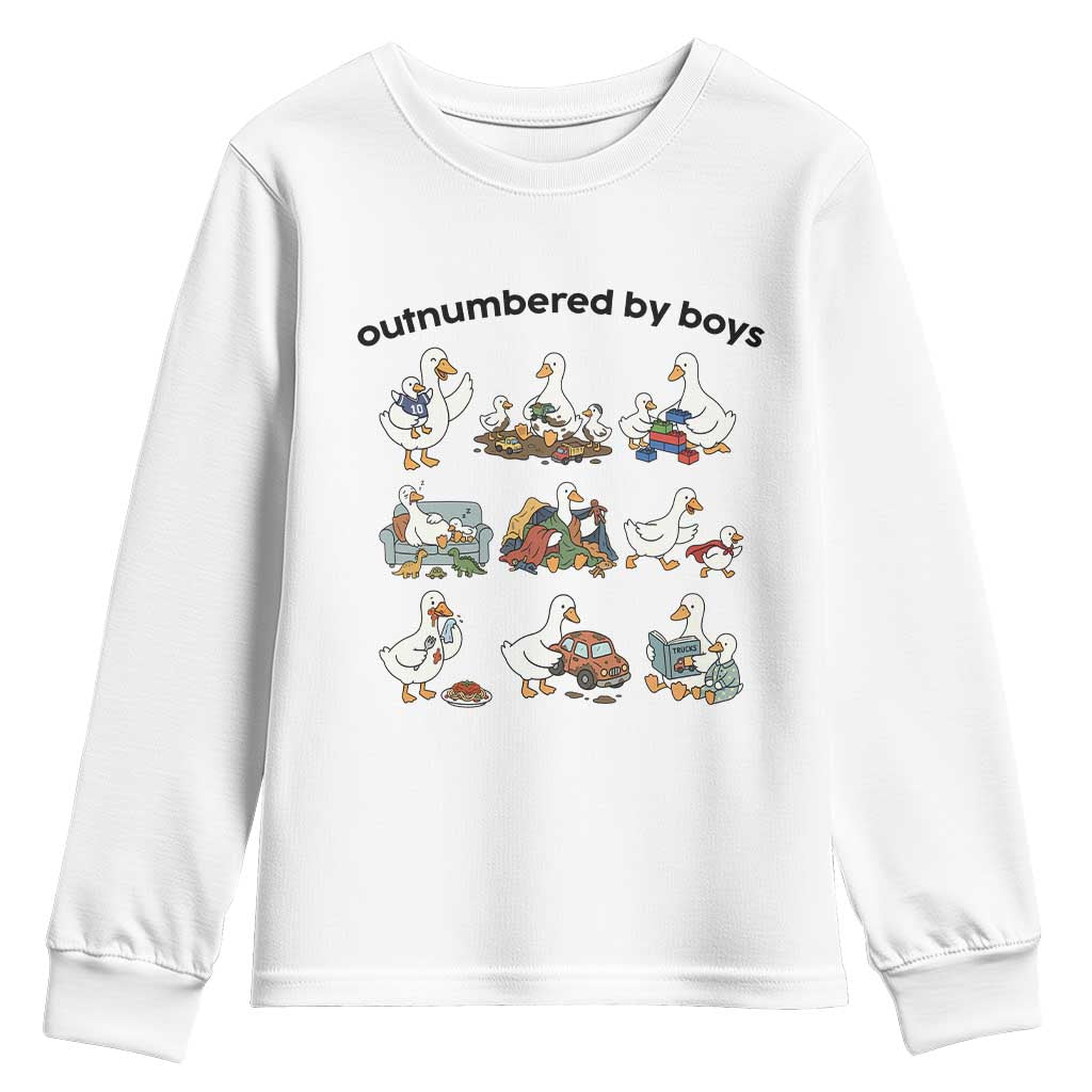 Outnumbered By Boys Funny Goose Mom Life Youth Sweatshirt Chaos Coordinator Motherhood Mothers Day Gag Gift
