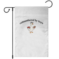 Outnumbered By Boys Cute Goose Sporty Mom Garden Flag Football and Truck Motherhood Mothers Day Gag Gift