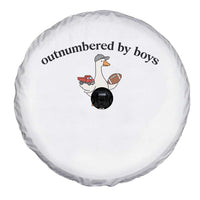 Outnumbered By Boys Cute Goose Sporty Mom Spare Tire Cover Football and Truck Motherhood Mothers Day Gag Gift
