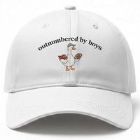 Outnumbered By Boys Cute Goose Sporty Mom Baseball Cap Football and Truck Motherhood Mothers Day Gag Gift