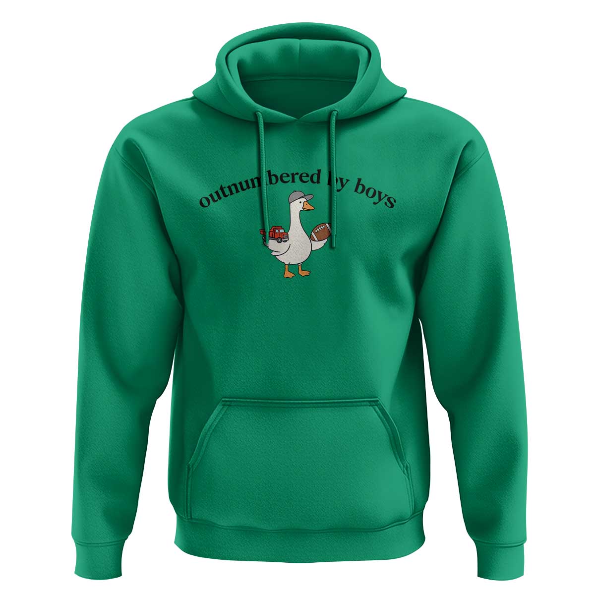 Outnumbered By Boys Cute Goose Sporty Mom Hoodie Football and Truck Motherhood Mothers Day Gag Gift