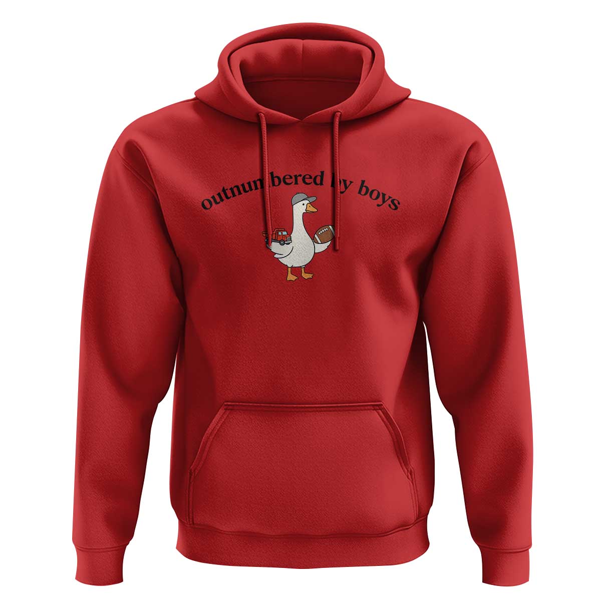 Outnumbered By Boys Cute Goose Sporty Mom Hoodie Football and Truck Motherhood Mothers Day Gag Gift