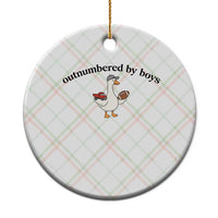 Outnumbered By Boys Cute Goose Sporty Mom Ceramic Ornament Football and Truck Motherhood Mothers Day Gag Gift