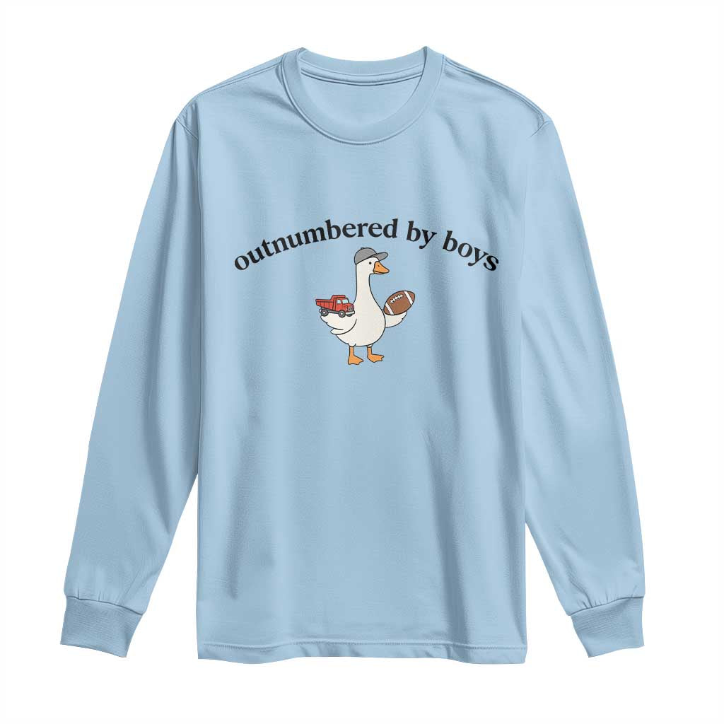 Outnumbered By Boys Cute Goose Sporty Mom Long Sleeve Shirt Football and Truck Motherhood Mothers Day Gag Gift