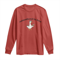 Outnumbered By Boys Cute Goose Sporty Mom Long Sleeve Shirt Football and Truck Motherhood Mothers Day Gag Gift