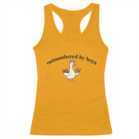 Outnumbered By Boys Cute Goose Sporty Mom Racerback Tank Top Football and Truck Motherhood Mothers Day Gag Gift
