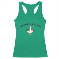 Outnumbered By Boys Cute Goose Sporty Mom Racerback Tank Top Football and Truck Motherhood Mothers Day Gag Gift