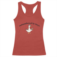 Outnumbered By Boys Cute Goose Sporty Mom Racerback Tank Top Football and Truck Motherhood Mothers Day Gag Gift
