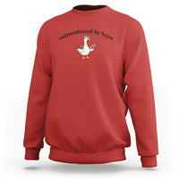 Outnumbered By Boys Cute Goose Sporty Mom Sweatshirt Football and Truck Motherhood Mothers Day Gag Gift