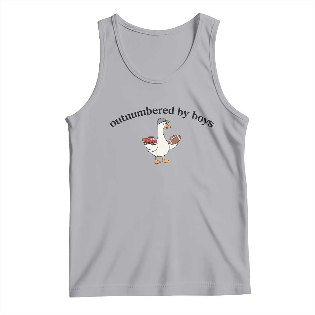 Outnumbered By Boys Cute Goose Sporty Mom Tank Top Football and Truck Motherhood Mothers Day Gag Gift