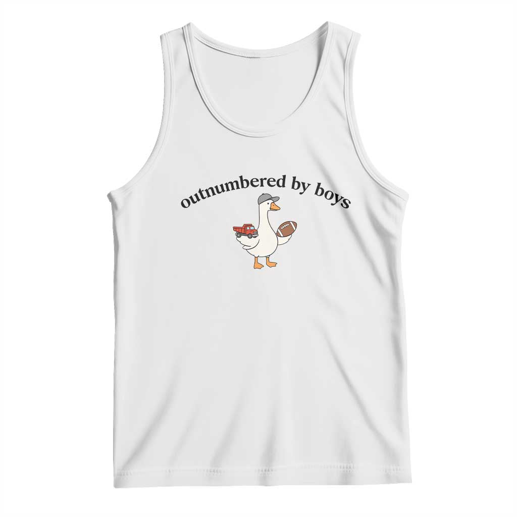 Outnumbered By Boys Cute Goose Sporty Mom Tank Top Football and Truck Motherhood Mothers Day Gag Gift