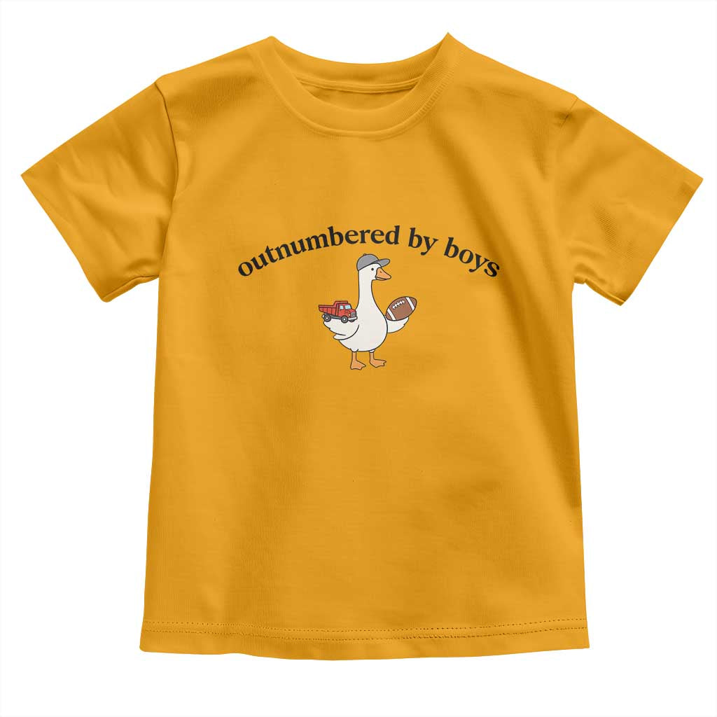 Outnumbered By Boys Cute Goose Sporty Mom Toddler T Shirt Football and Truck Motherhood Mothers Day Gag Gift