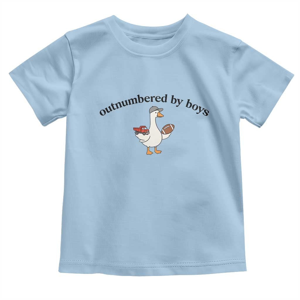 Outnumbered By Boys Cute Goose Sporty Mom Toddler T Shirt Football and Truck Motherhood Mothers Day Gag Gift