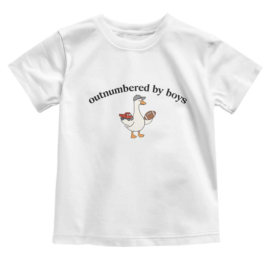 Outnumbered By Boys Cute Goose Sporty Mom Toddler T Shirt Football and Truck Motherhood Mothers Day Gag Gift