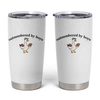 Outnumbered By Boys Cute Goose Sporty Mom Tumbler Cup Football and Truck Motherhood Mothers Day Gag Gift