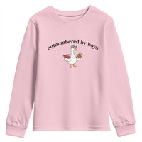 Outnumbered By Boys Cute Goose Sporty Mom Youth Sweatshirt Football and Truck Motherhood Mothers Day Gag Gift