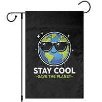 Stay Cool Save The Planet Eco-Friendly Earth Day Garden Flag Cute Cartoon Globe with Sunglasses for Environmental Awareness