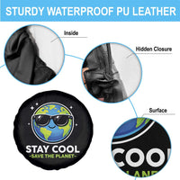 Stay Cool Save The Planet Eco-Friendly Earth Day Spare Tire Cover Cute Cartoon Globe with Sunglasses for Environmental Awareness