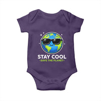 Stay Cool Save The Planet Eco-Friendly Earth Day Baby Onesie Cute Cartoon Globe with Sunglasses for Environmental Awareness