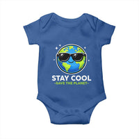 Stay Cool Save The Planet Eco-Friendly Earth Day Baby Onesie Cute Cartoon Globe with Sunglasses for Environmental Awareness