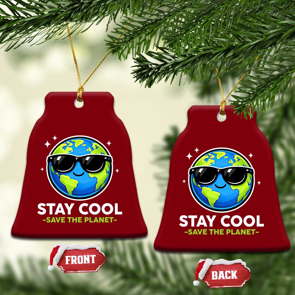 Stay Cool Save The Planet Eco-Friendly Earth Day Ceramic Ornament Cute Cartoon Globe with Sunglasses for Environmental Awareness