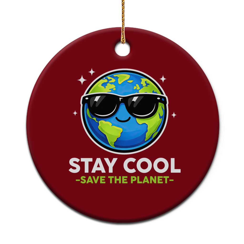 Stay Cool Save The Planet Eco-Friendly Earth Day Ceramic Ornament Cute Cartoon Globe with Sunglasses for Environmental Awareness